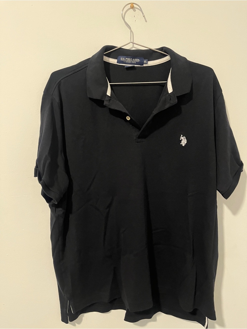 U.S. Polo Assn. Black Polo with Contrasting White Logo